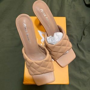 Tan Quilted Mules